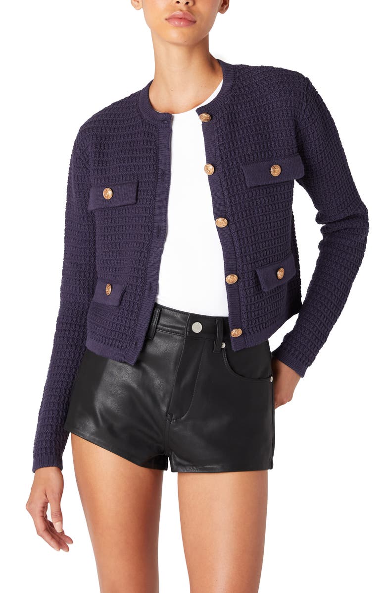 BLANKNYC Crop Sweater Jacket, Alternate, color, Blue