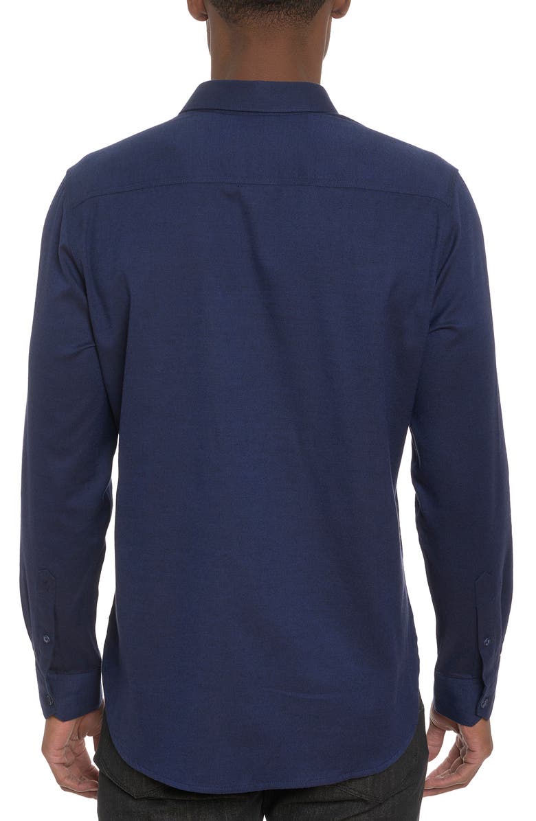 Robert Graham Santa Croce Cotton Blend Button-Up Shirt, Alternate, color, Indigo