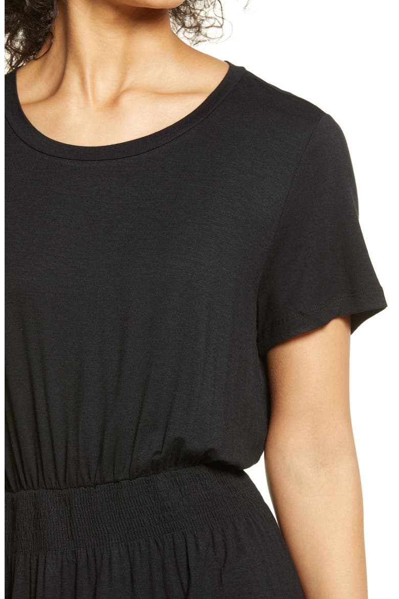 Smocked Waist Dress, Alternate, color, BLACK
