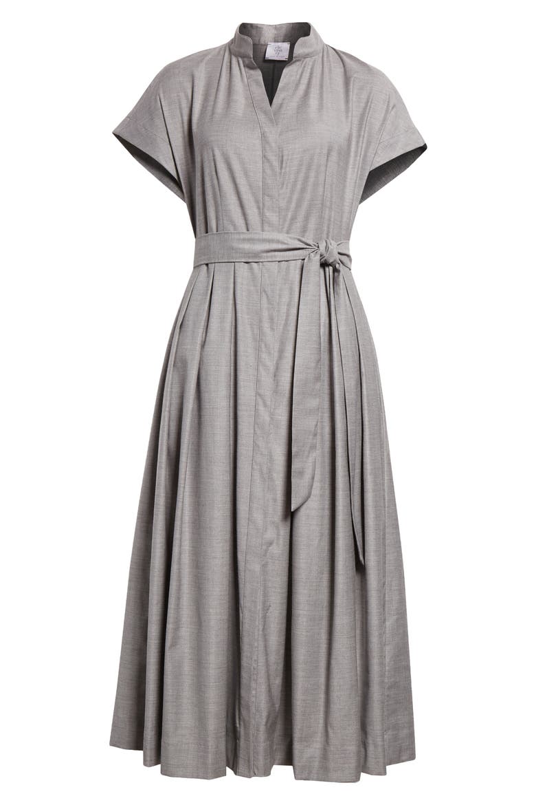 Belted Virgin Wool Blend Shirtdress, Alternate, color, MELANGE LIGHT GRAY