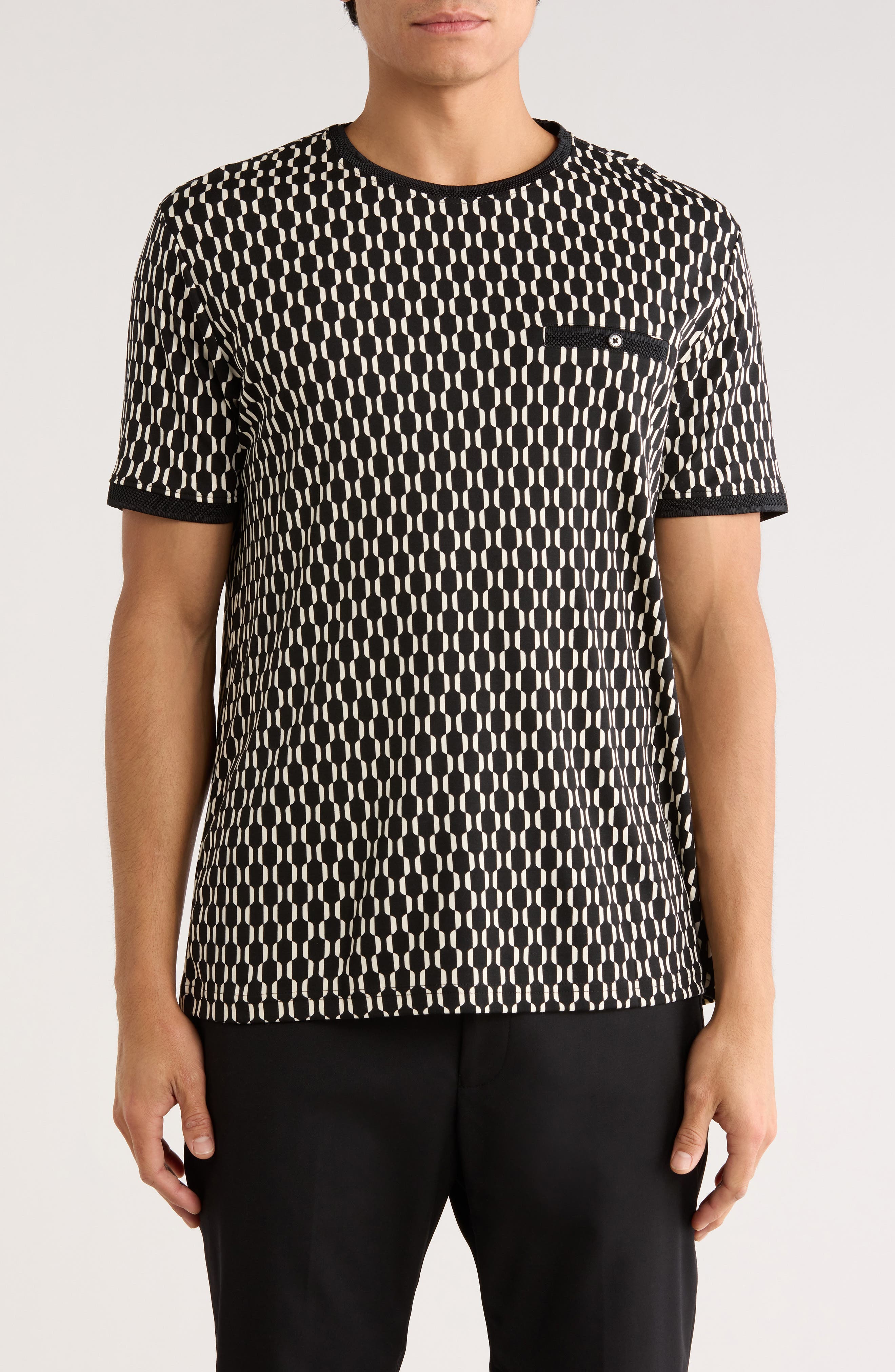 Cactus Man Geometric Crewneck Knit T-Shirt