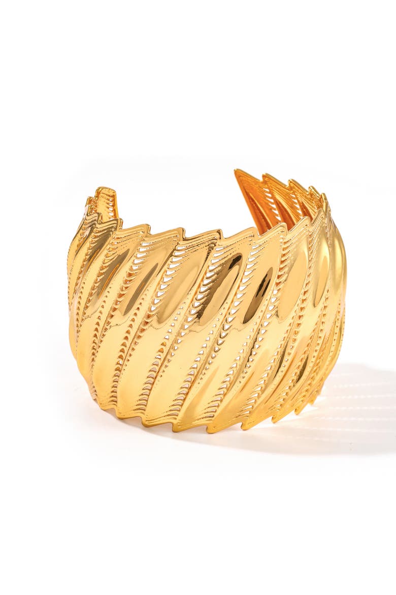Flow Edgy Cuff Bracelet, Main, color, Gold
