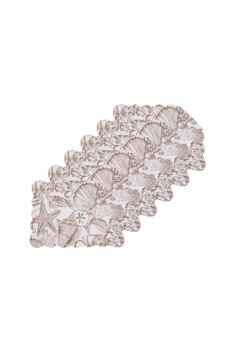 C&F Home Barley Coast Shells 100% Cotton Quilted Set of 6 Placemats 13" x 19", Main, color, Brown