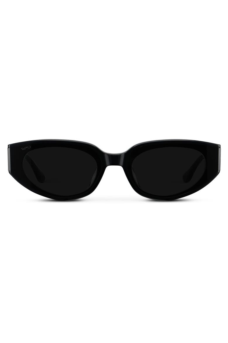 Astra - 51mm Flat Lens Cat-Eye Sunglasses, Main, color, Black
