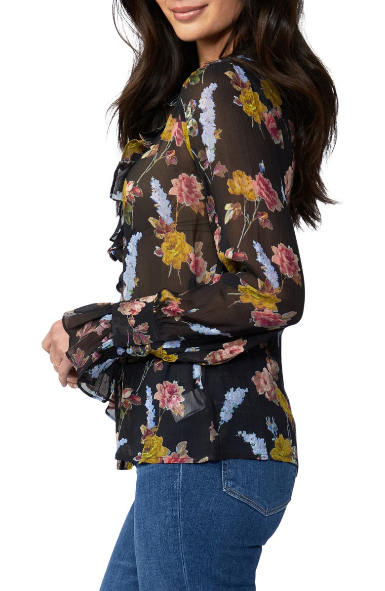 PAIGE Arianne Long Sleeve Silk Blouse, Alternate, color, Black Multi