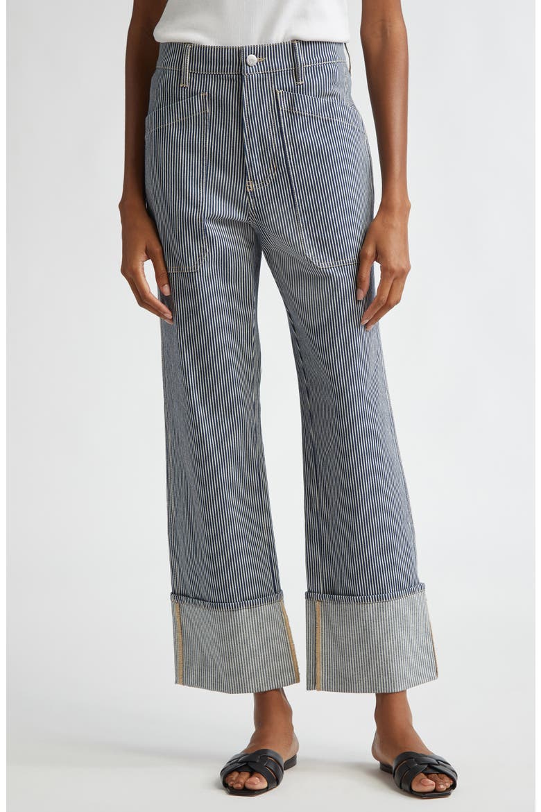 Dylan Stripe High Waist Relaxed Straight Leg Jeans, Main, color, SOLSTICE STRIPE