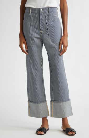 Veronica Beard Dylan Stripe High Waist Relaxed Straight Leg Jeans