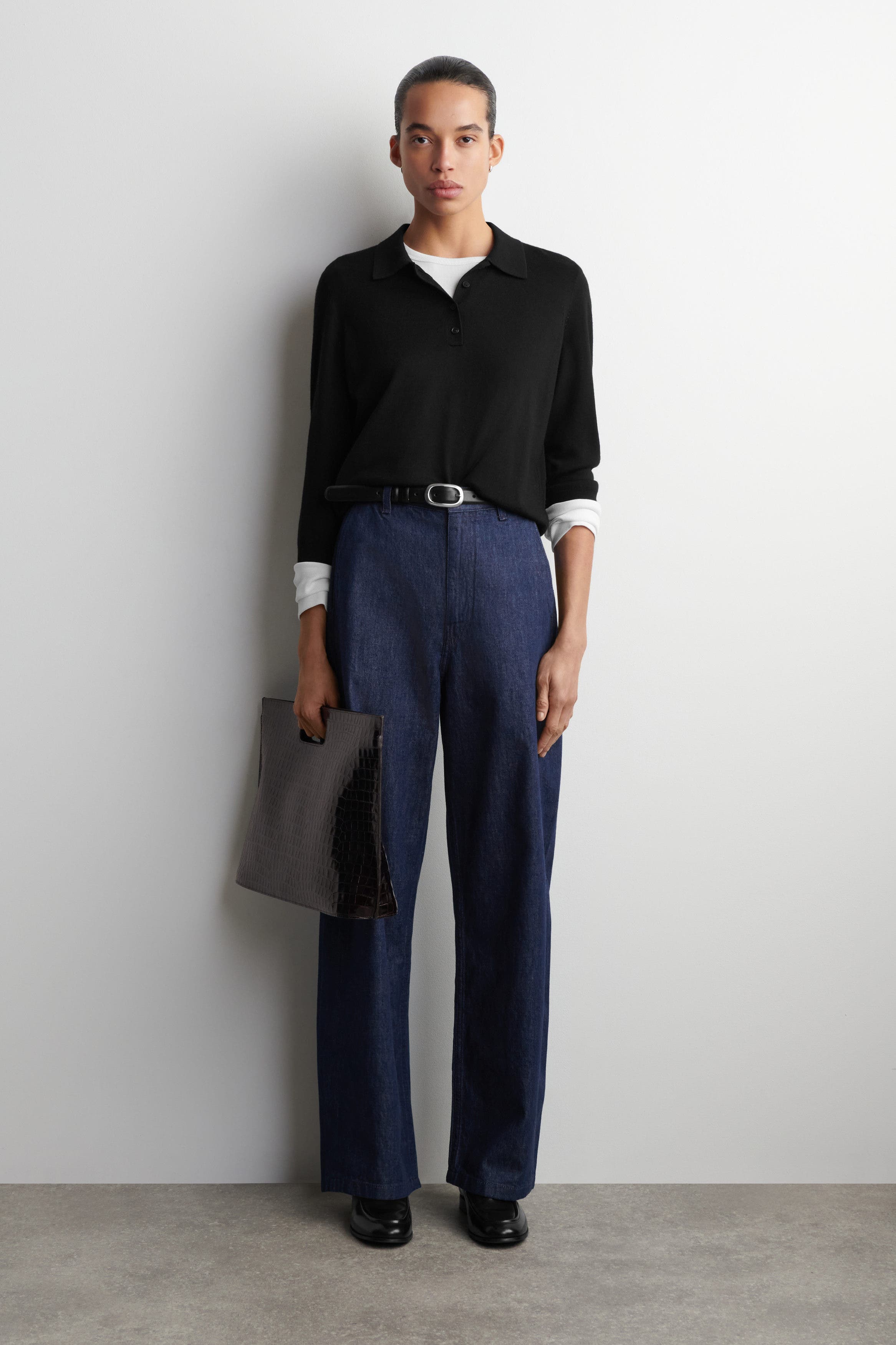 Wide-Leg Denim Pants