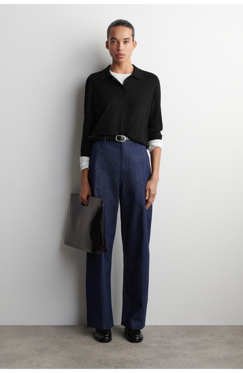 COS Wide-Leg Denim Pants, Main, color, Dark Blue
