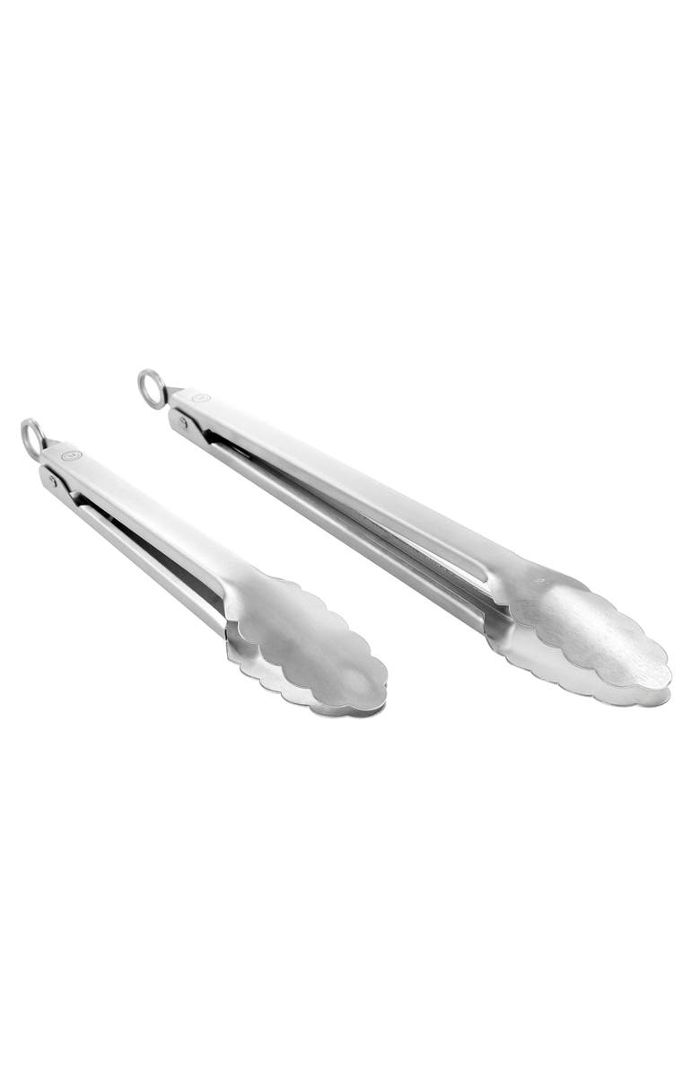 MARTHA STEWART 2 Piece Stainless Steel Tongs, Main, color, Silver