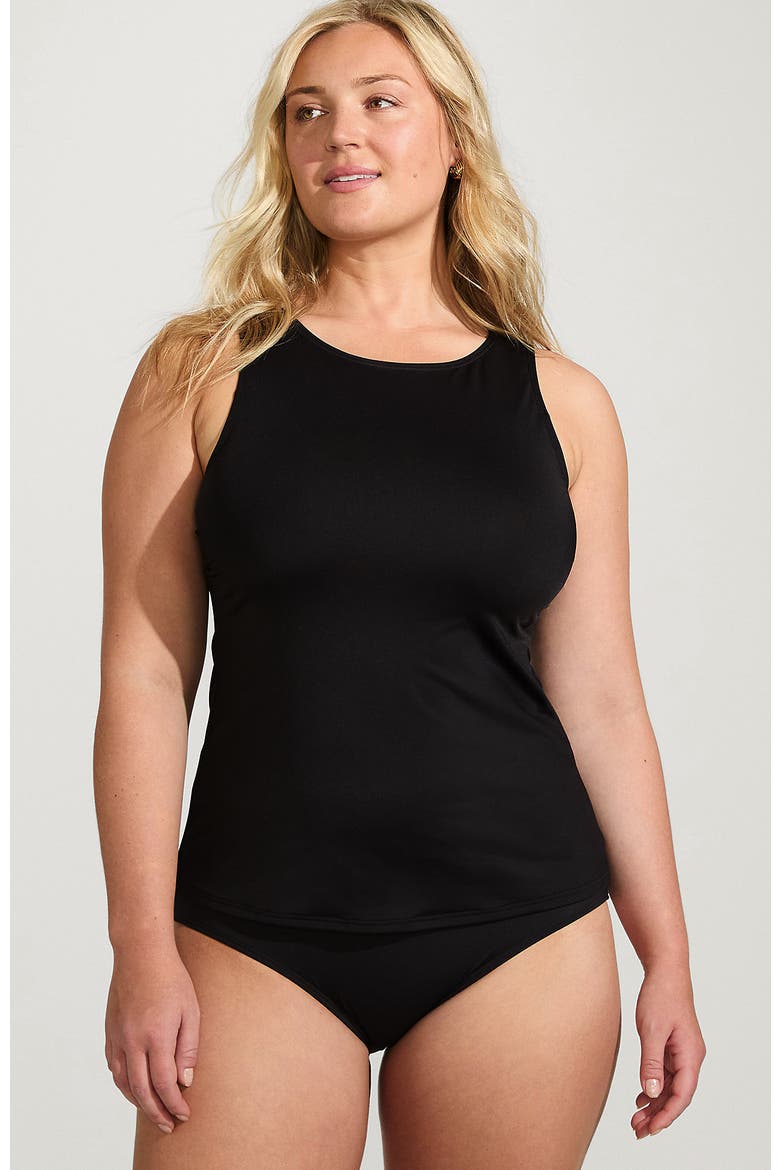 Plus Size DD-Cup Chlorine Resistant Square Neck Underwire Tankini Top Swimsuit Adjustable St, Main, color, Black