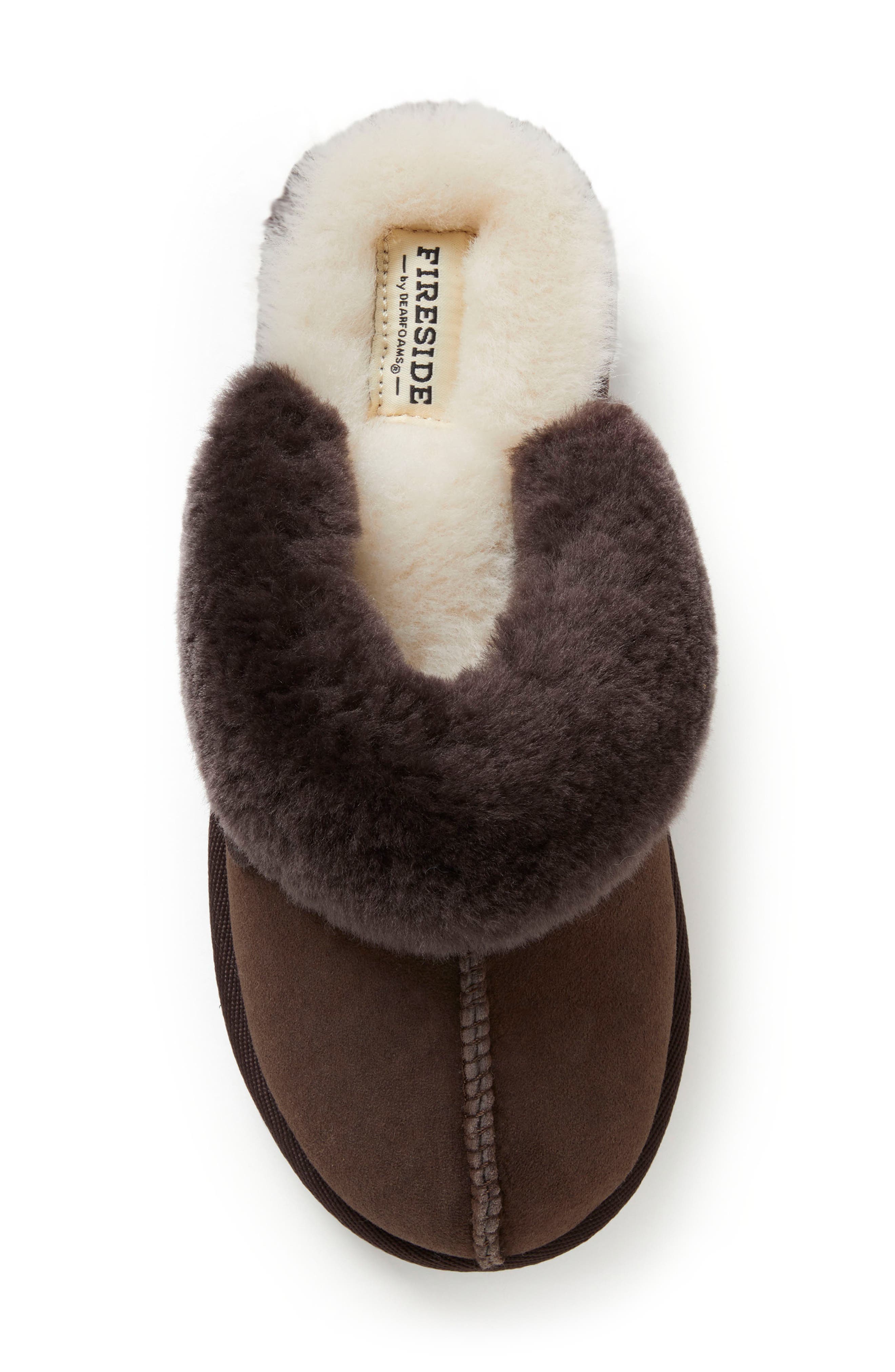 FIRESIDE BY DEARFOAMS Sydney Water Resistant Genuine Shearling Scuff Slipper - Wide Width Available, Alternate, color, Coffee