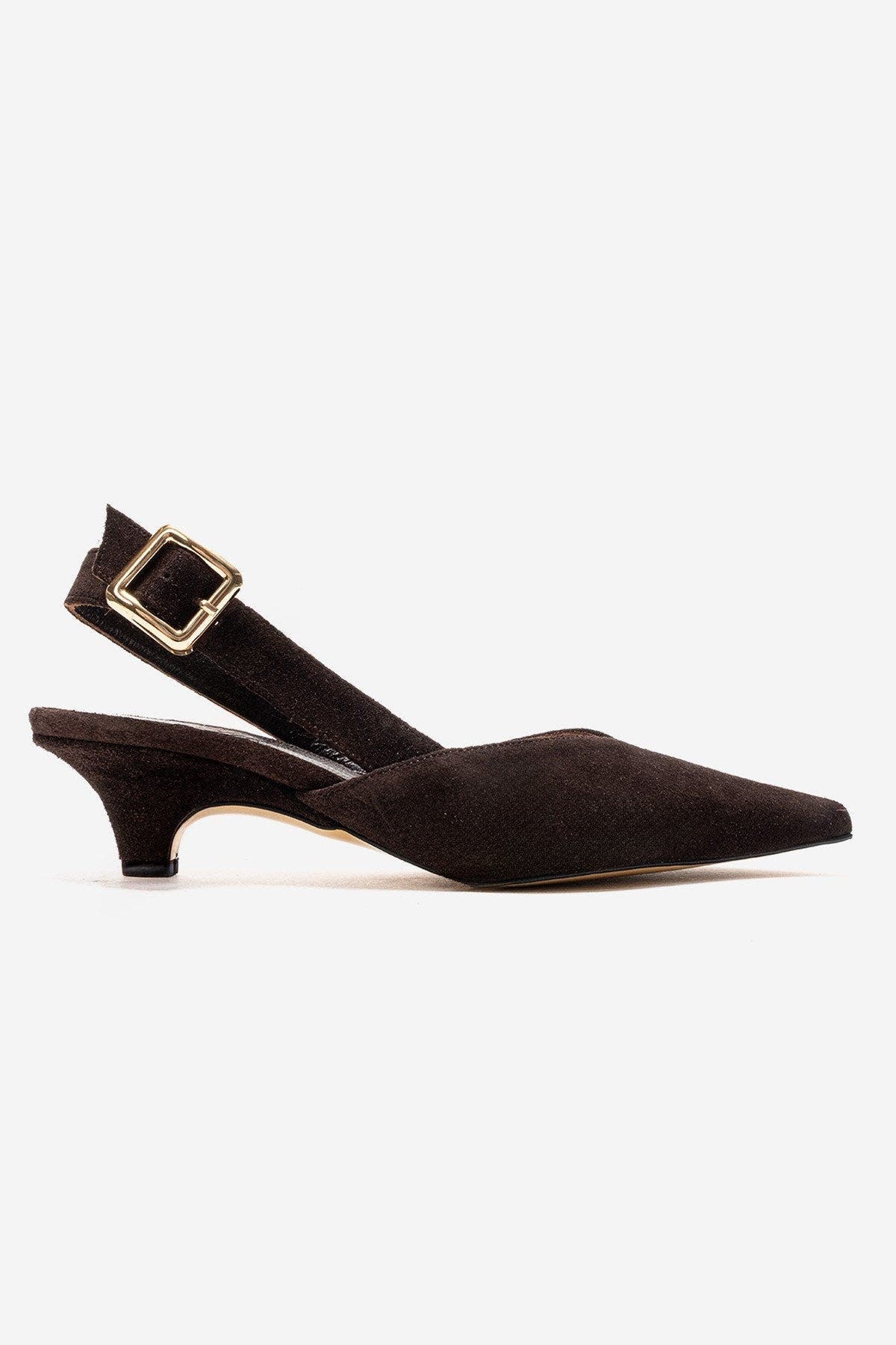 Dioris Leather Slingback Kitten Heel Pump, Alternate, color, Brown Suede