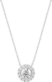 EFFY Sterling Silver Lab Grown Diamond Halo Pendant Necklace