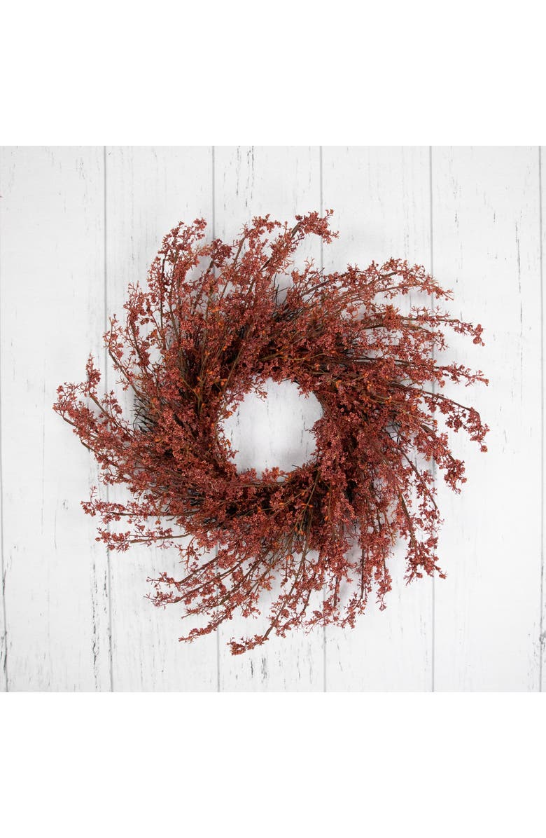 Northlight Pip Berry Clusters Artificial Fall Harvest Twig Wreath - 24", Alternate, color, Red