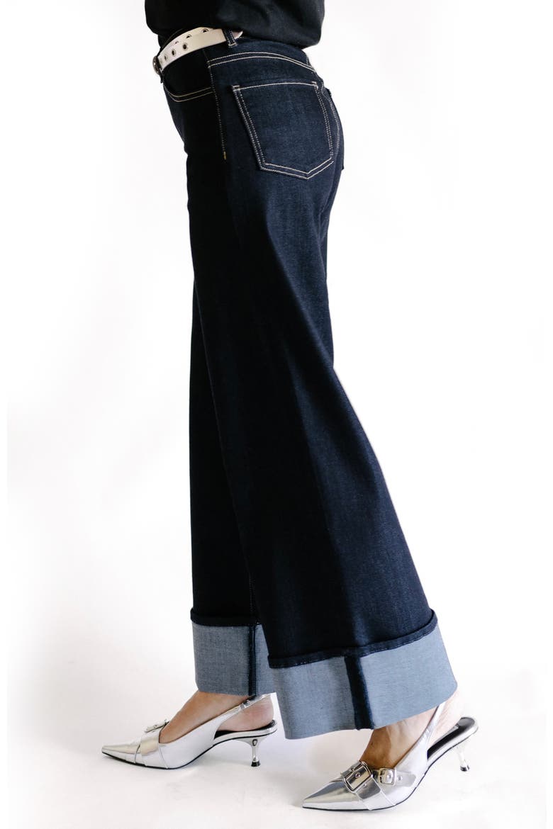 x @closetchoreography  The Base Wide Cuffed  Leg Jeans, Alternate, color, rinse wash