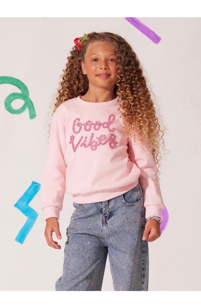 Lola + The Boys Sparkling Good Vibes Sweatshirt, Main, color, Pink