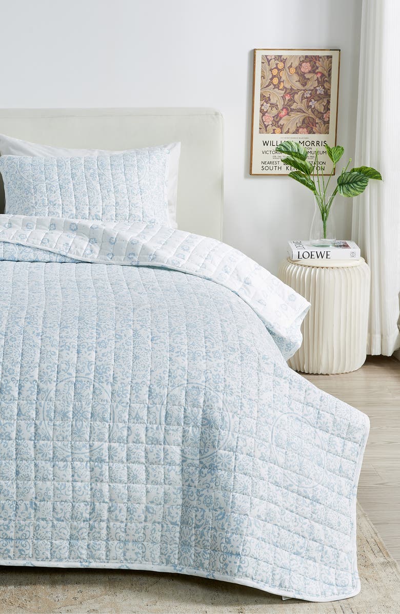 Woven & Weft Floral Print 3-Piece Quilt Set, Alternate, color, Blue Floral