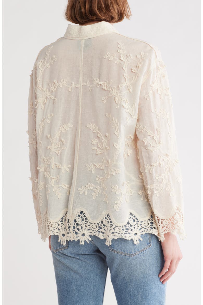Floral Lace Button-Up Shirt, Alternate, color, NATURAL