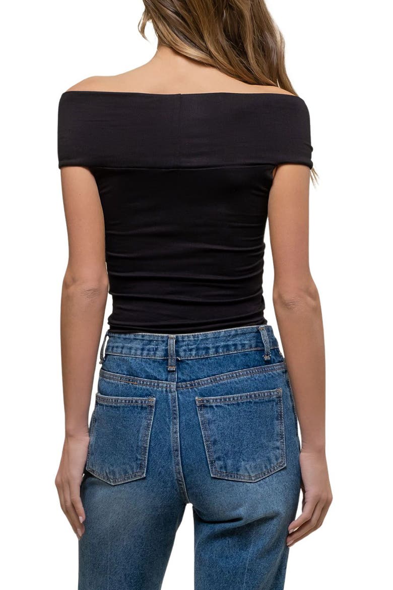 Off the Shoulder Knit Crop Top, Alternate, color, BLACK