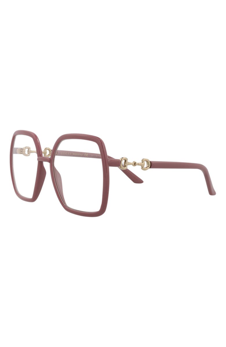 Gucci 55mm Square Optical Frames, Alternate, color, Pink Pink Transparent
