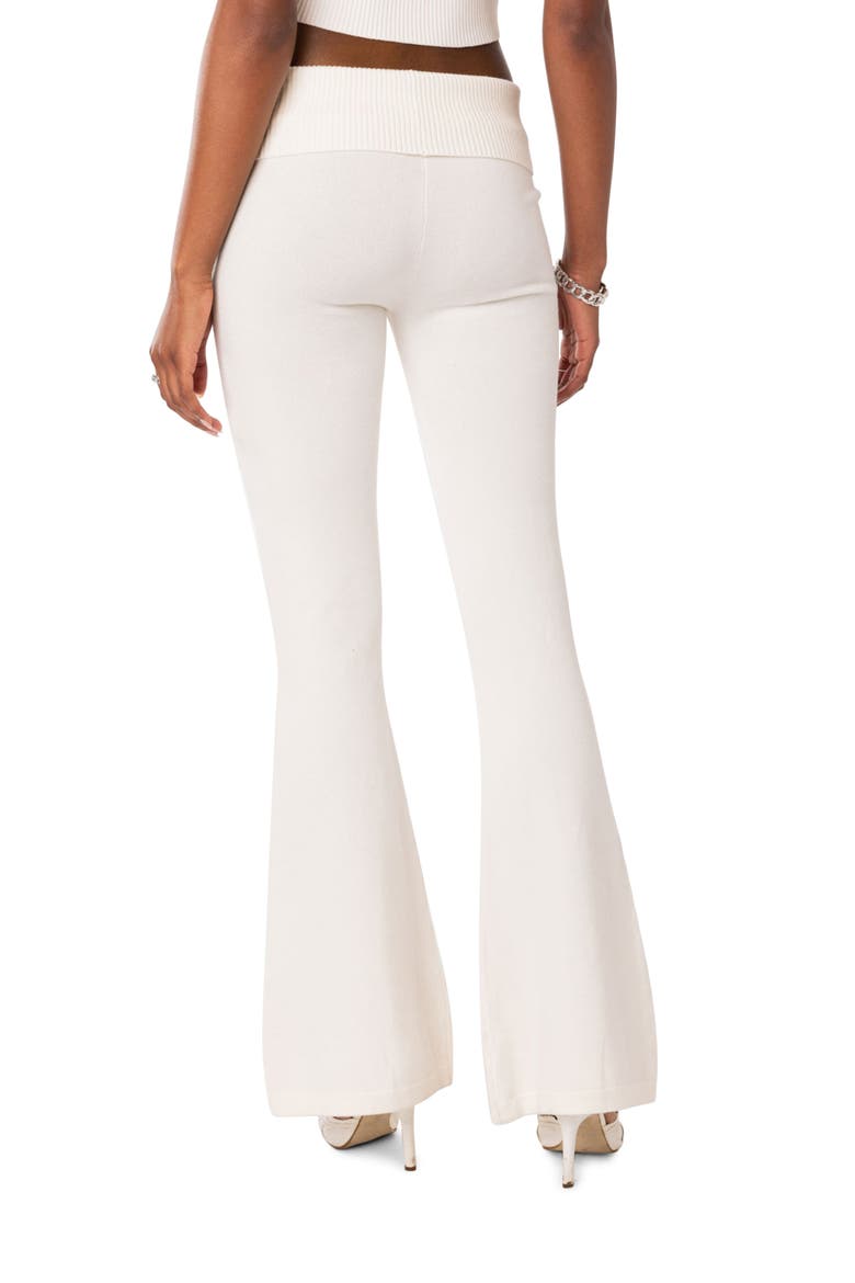Desiree Foldover Waist Knit Flare Pants, Alternate, color, WHITE