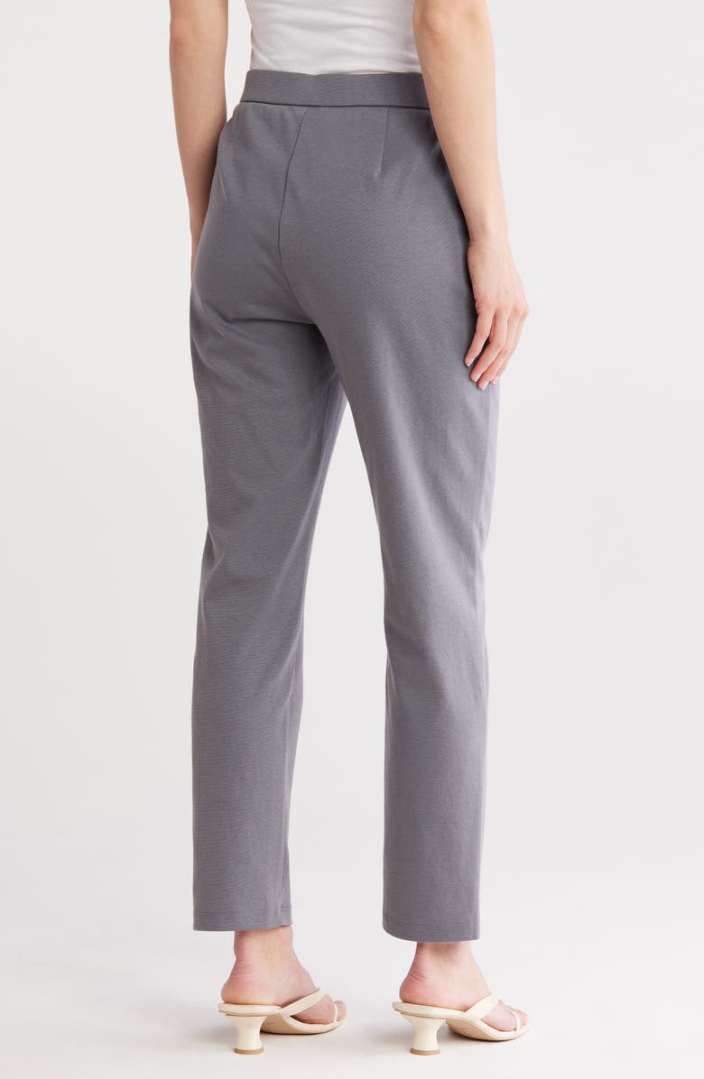 Eileen Fisher High Waist Ponte Knit Slim Ankle Pants, Alternate, color, Steel