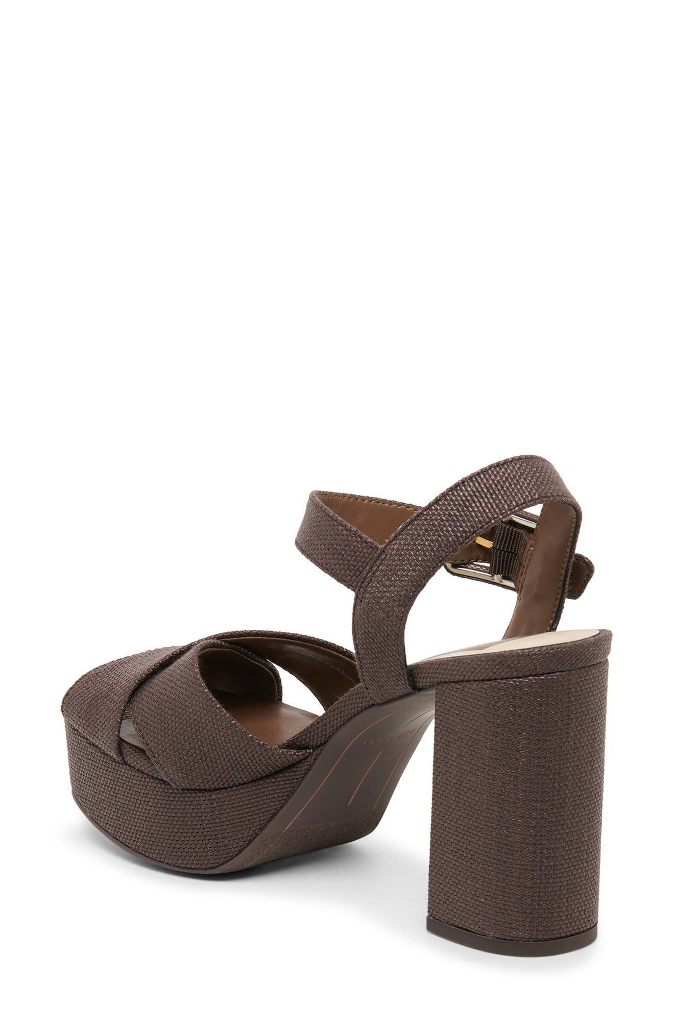 Ciara Platform Ankle Strap Sandal, Alternate, color, CHOCOLATE RAFFIA
