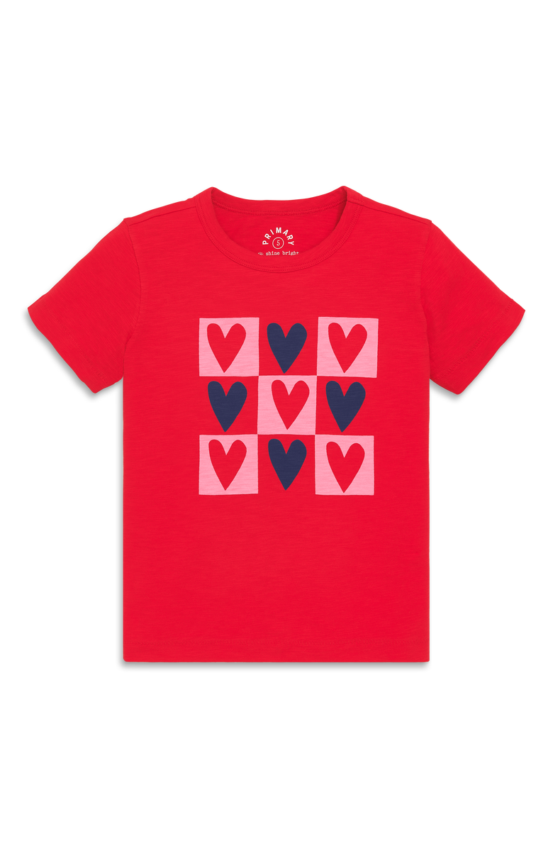 Primary Kids Rainbow Candy Hearts Tee, Main, color, Lollipop Block Hearts