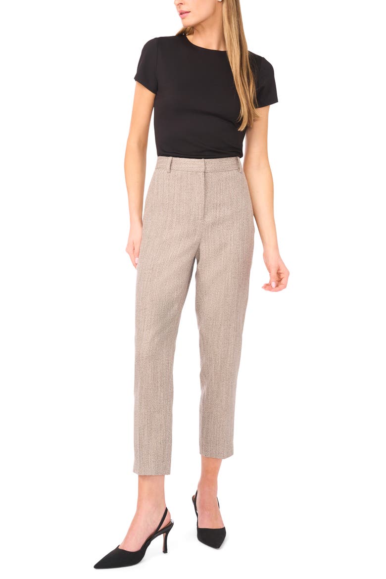 Easy High Waist Herringbone Crop Pants, Alternate, color, TAUPE BISQUE