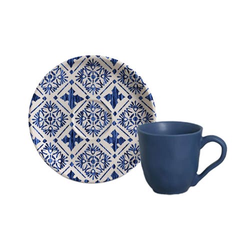 Porto Brasil Coffee Cup & Saucer Set Of 6 In Blue