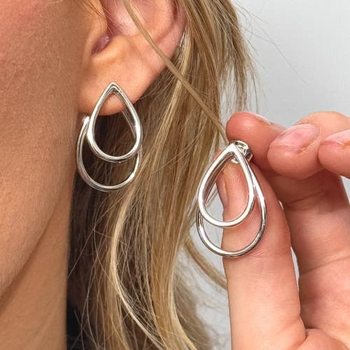 Lucy Quartermaine Double Petal Earrings Front And Back In Sterling Silver