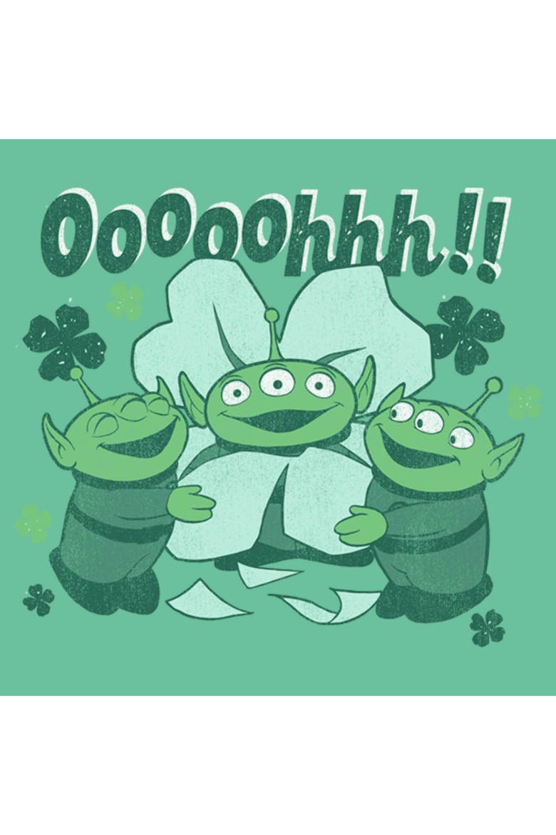 Mens Toy Story Alien Clover Bloom T Shirt, Alternate, color, Chalky Mint