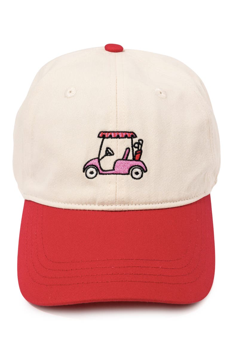 Golf Cart Embroidered Baseball Cap, Main, color, RED