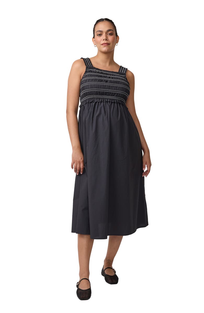 Ingrid & Isabel Square Neck Smocked Maxi Dress, Main, color, Washed Black