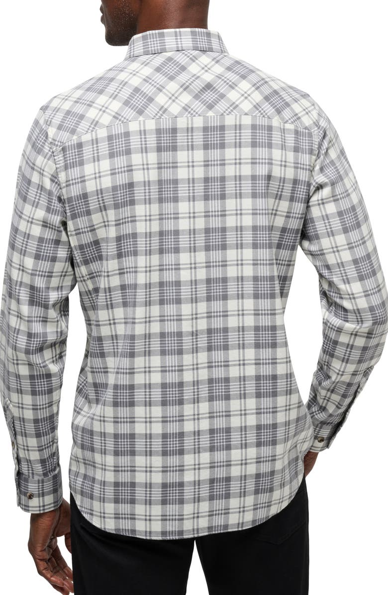TravisMathew Cloud Plaid Flannel Button-Up Shirt, Alternate, color, Vanilla Ice/Quiet Sh