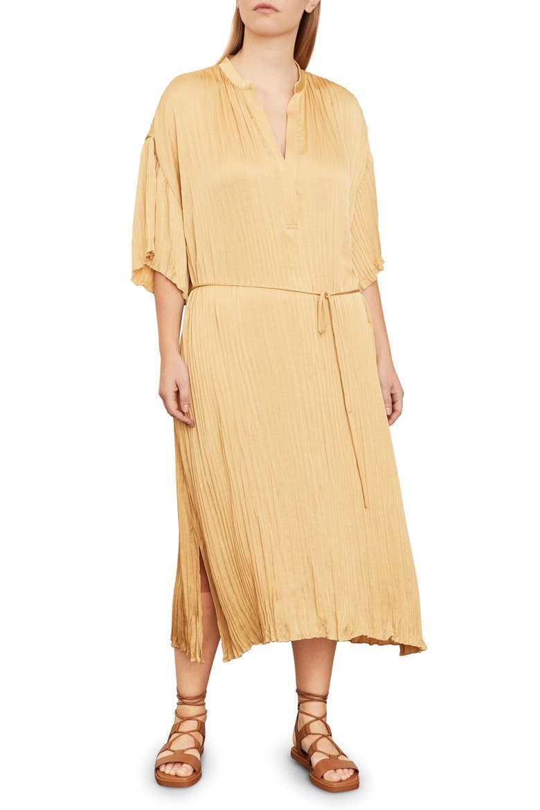 Crushed Satin Dress, Main, color, WHEAT
