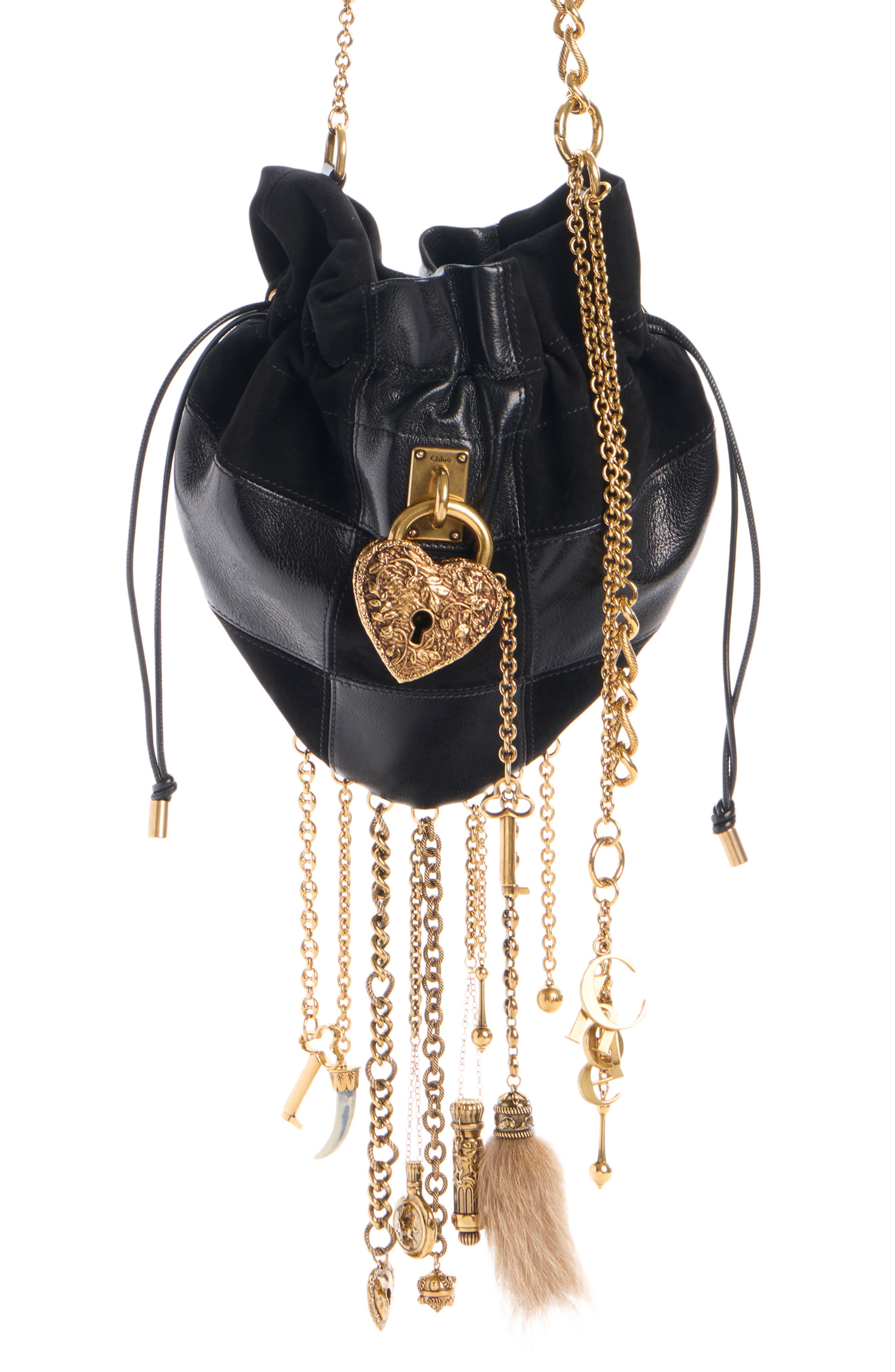 Chloé Chateau Treasures Patchwork Crossbody Bag, Main, color, Black