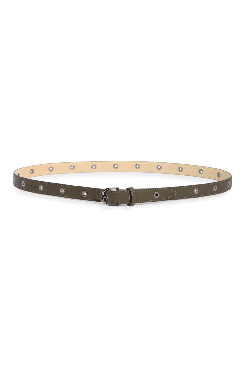 Grommet Leather Belt, Main, color, KHAKI