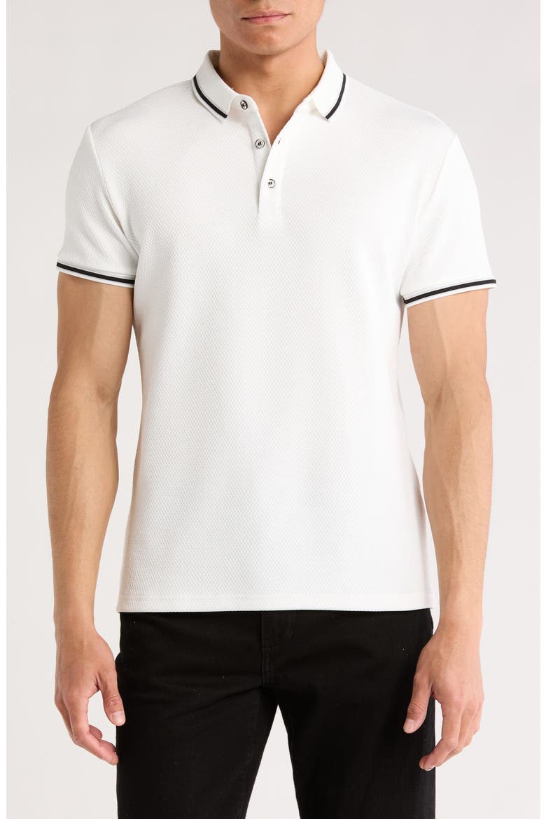 Slim Fit Stretch Cotton Knit Polo, Main, color, WHITE