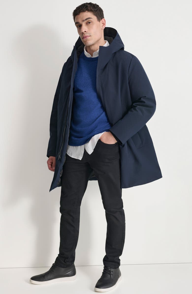 DKNY Stretch Arctic Hooded Jacket, Alternate, color, Navy