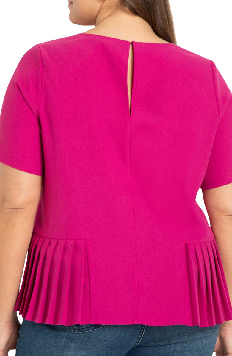 ELOQUII Pleated Hem Crepe Peplum Top, Alternate, color, 