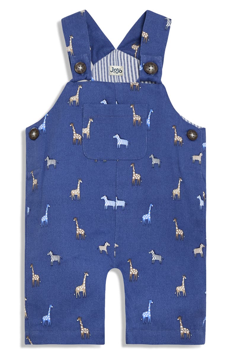 JOJO MAMAN BEBE Safari Print Cotton Twill Overalls, Main, color, Denim