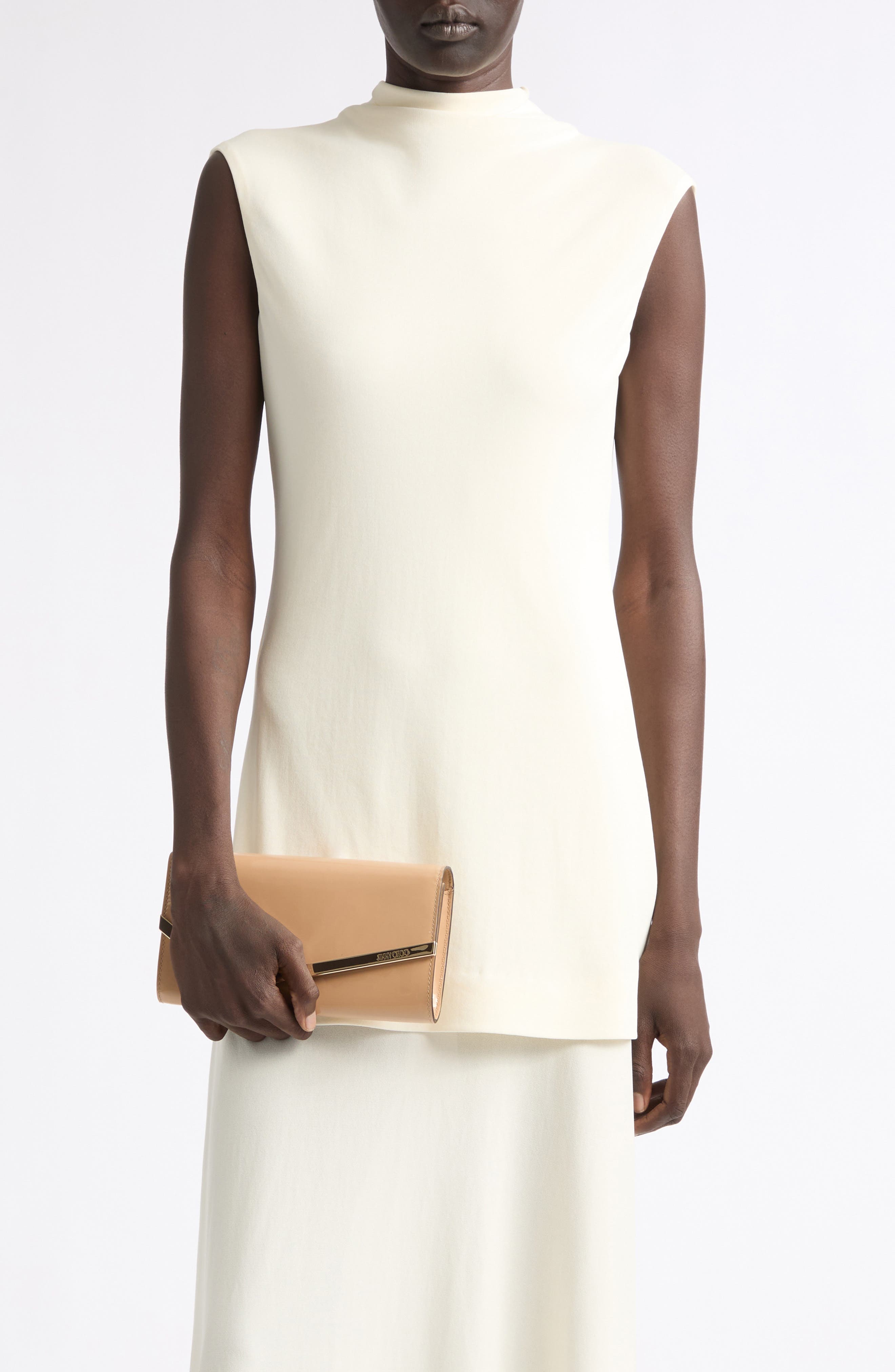 Emmie Leather Clutch, Alternate, color, CHAI/ LIGHT GOLD