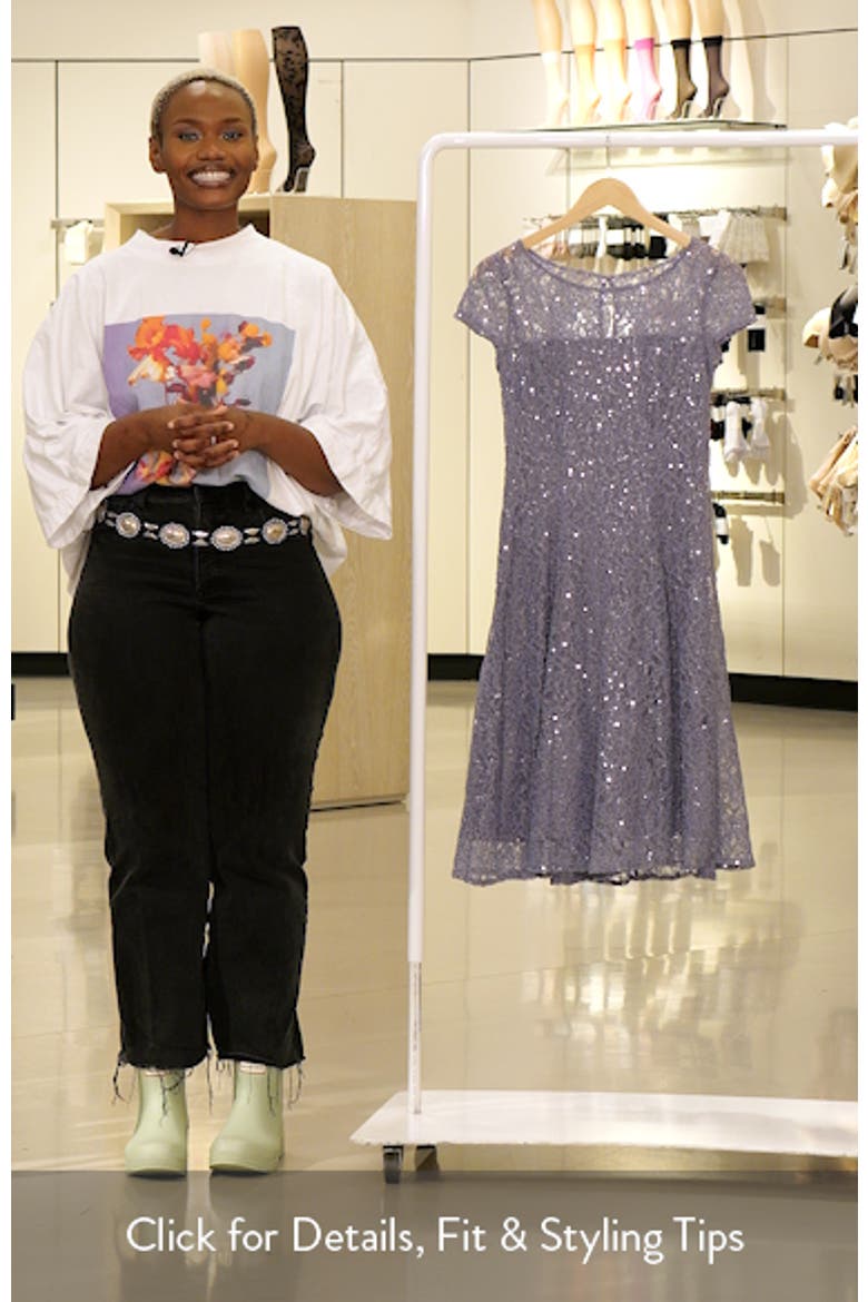 Cap Sleeve Metallic Lace Dress video
