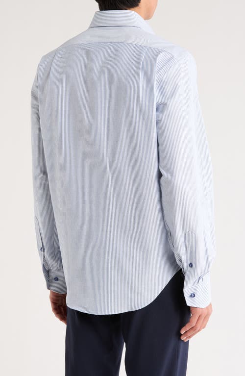 Lorenzo Uomo Trim Fit Vertical Stripe Cotton Dress Shirt In Blue