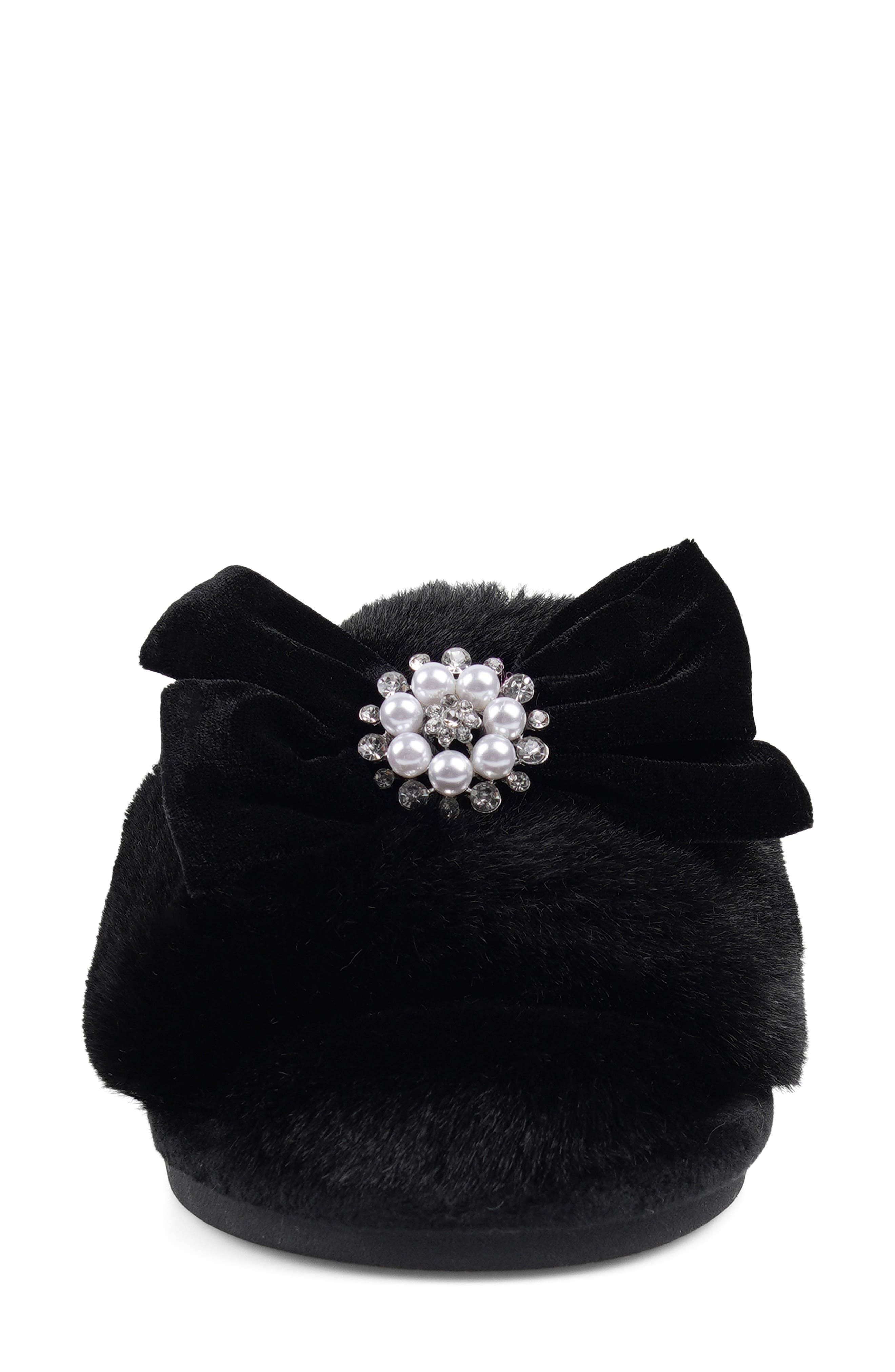 Candie's Harmonyy Faux Fur Slide Slipper, Alternate, color, Black