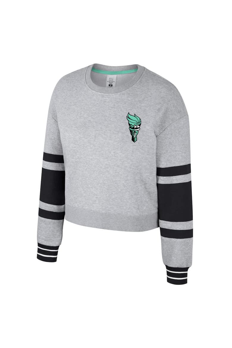 Unisex Stadium Essentials  Heather Gray New York Liberty Cropped Pullover Sweatshirt, Alternate, color, Heather Gray