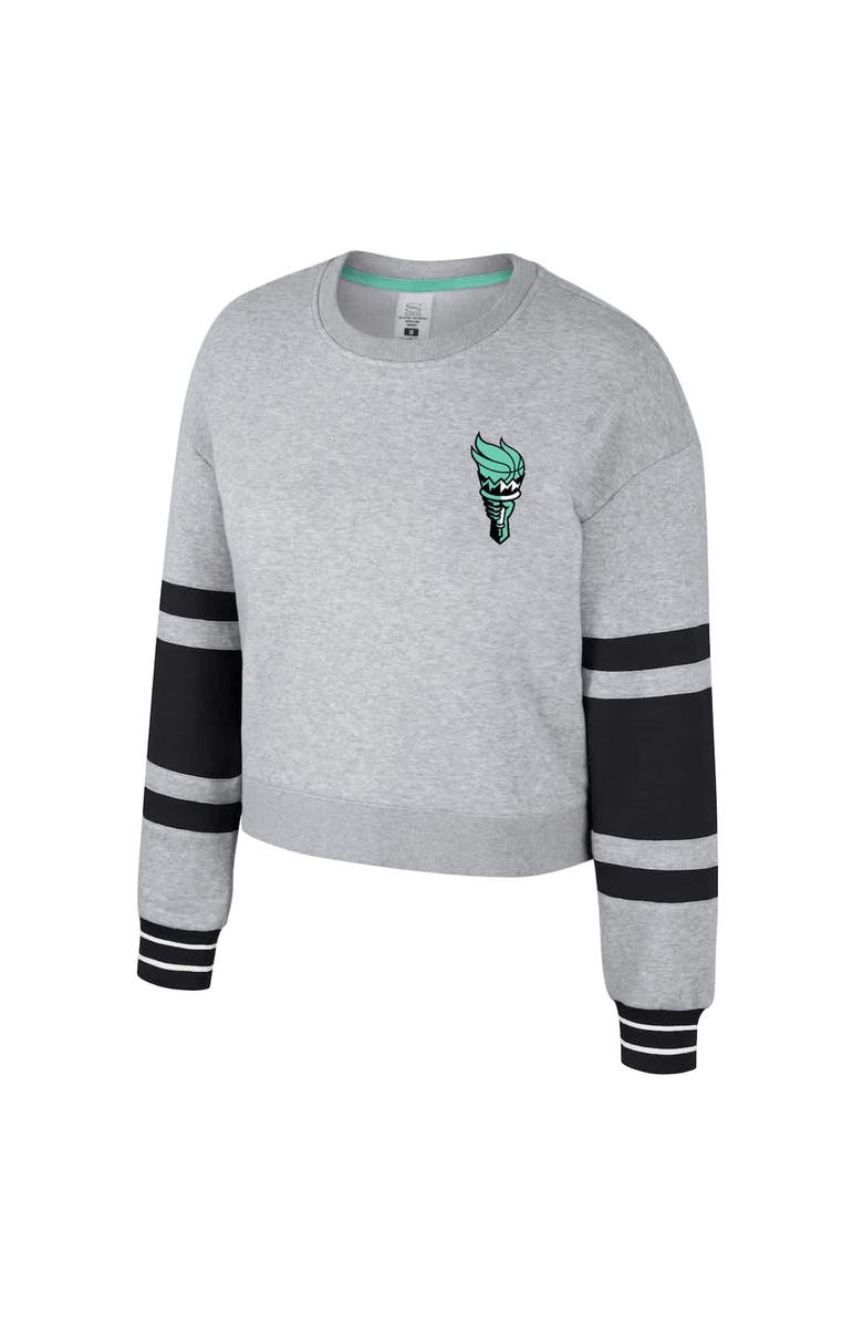 Stadium Essentials Unisex Stadium Essentials  Heather Gray New York Liberty Cropped Pullover Sweatshirt, Alternate, color, Heather Gray