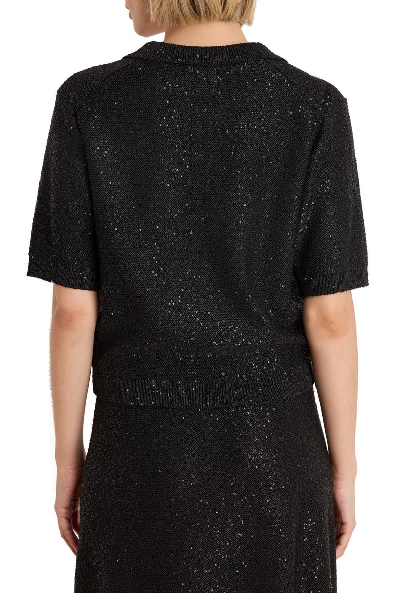 Anytime Sequin Polo Sweater, Alternate, color, BLACK ONYX